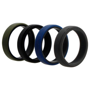 Silicone Wedding 6mm Brush 2Layer Ring Set - Green by ROQ for Men - 4x14mm Ring